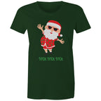 Summer Santa, Hot Hot Hot - Womens T-shirt Forest Green Womens Christmas T-shirt Christmas Printed In Australia