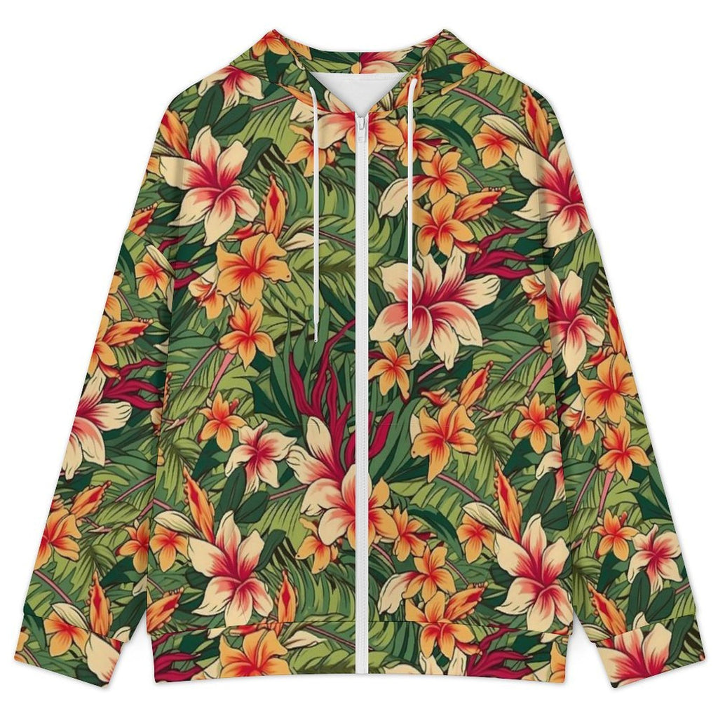 Vintage Hawaiian Floral Women's Full-Zip Hoodie