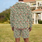 Mushroom Garden Men's Lightweight Sun Hoodie & Shorts Set Men's Lightweight Sun Hoodie & Shorts Plants Printed Offshore