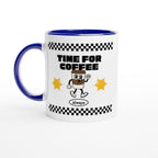 Time For Coffee, Always - White 11oz Ceramic Mug with Colour Inside Ceramic Blue Colour 11oz Mug coffee Globally Fulfilled retro