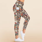 Watercolour Books - Women's High Waist Pockets Yoga Leggings