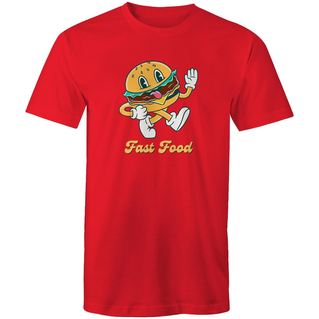 Fast Food, Hamburger - Mens T-Shirt Red Mens T-shirt Food Printed In Australia Retro