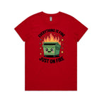 Skip Bin, Dumpster Fire Women's AS Colour T-shirt Red Womens T-shirt Printed In Australia