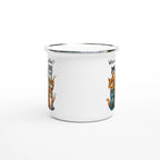 Where Is My Coffee, Cranky Cats - White 12oz Enamel Mug Enamel Mug animal Coffee Globally Fulfilled