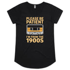 Please Be Patient, I'm From The 1900's Women's AS Colour Scoop Neck T-Shirt Black Womens Scoop Neck T-shirt Music Printed In Australia Retro