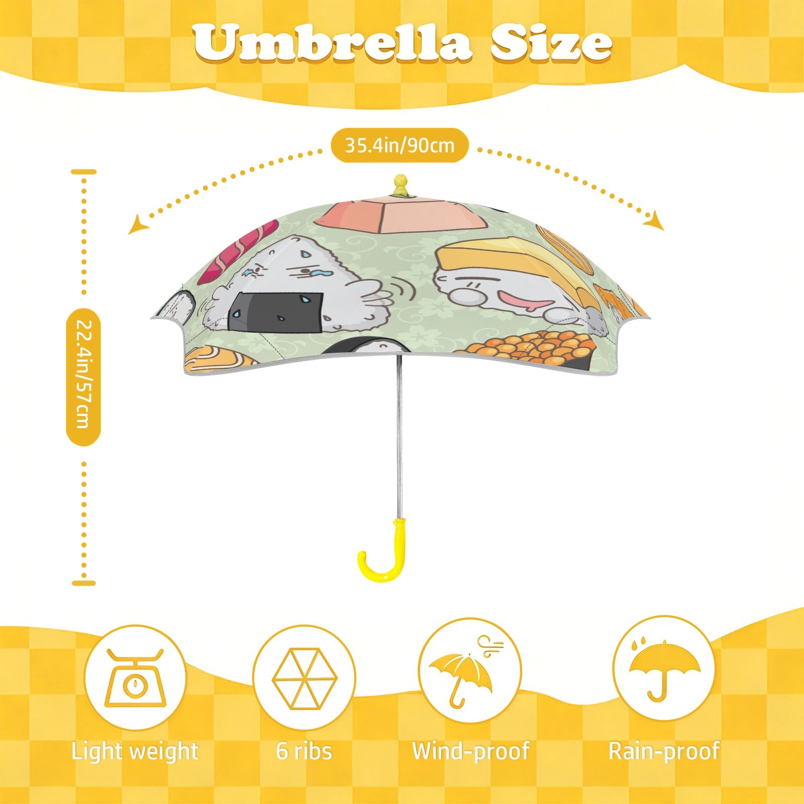 Sushi Characters Kids Safe Round Corner Umbrella Kids Safe Round Corner Umbrella Food Printed Offshore