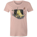 Cat Bass Player - Womens T-shirt Pale Pink Womens T-shirt animal Music Printed In Australia