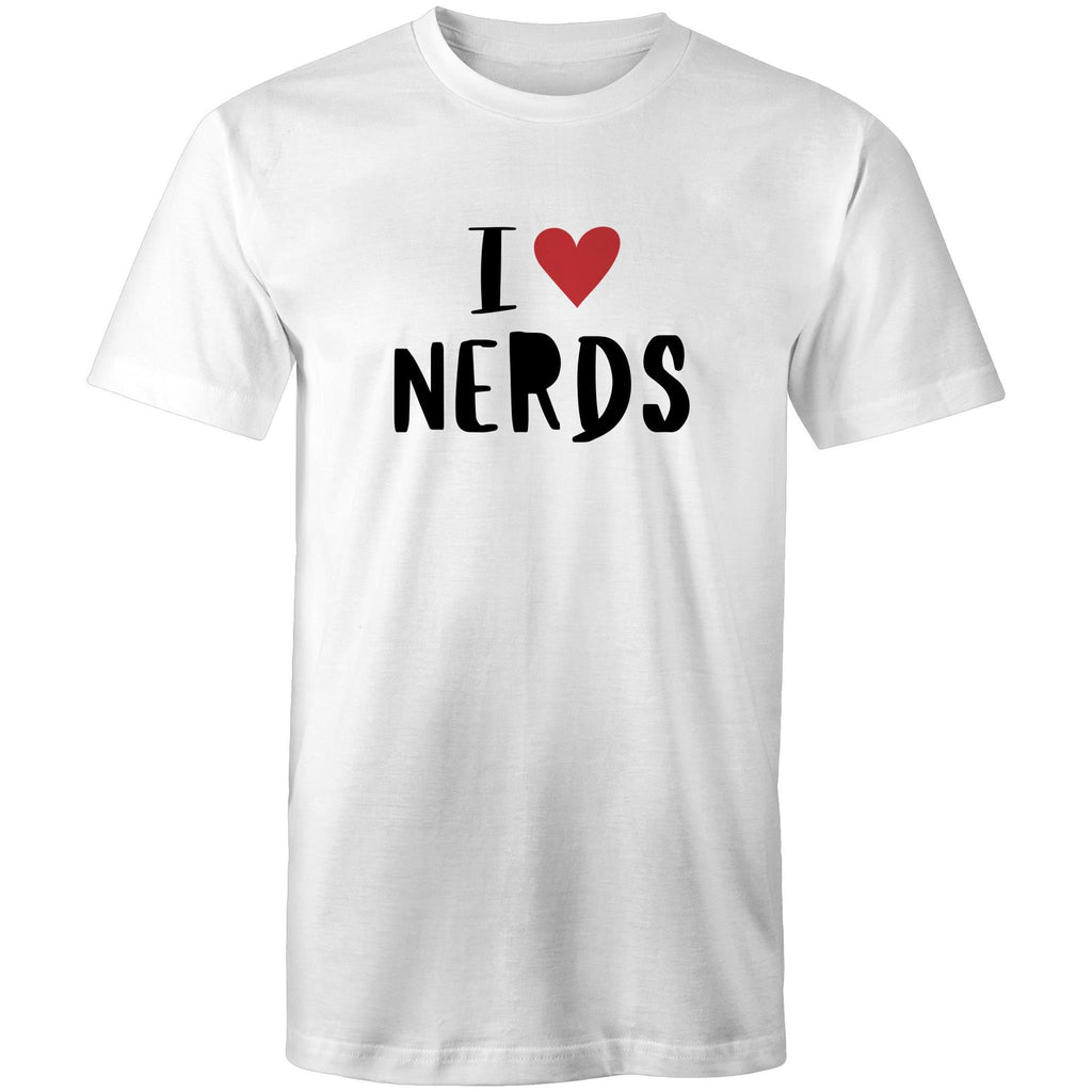 I Love Nerds, Heart - Mens T-Shirt White Mens T-shirt Love Printed In Australia