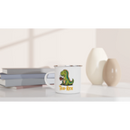 Personalised Tea-Rex, Tea Drinking Dinosaur White 12oz Enamel Mug Personalised Enamel Mug Globally Fulfilled Tea