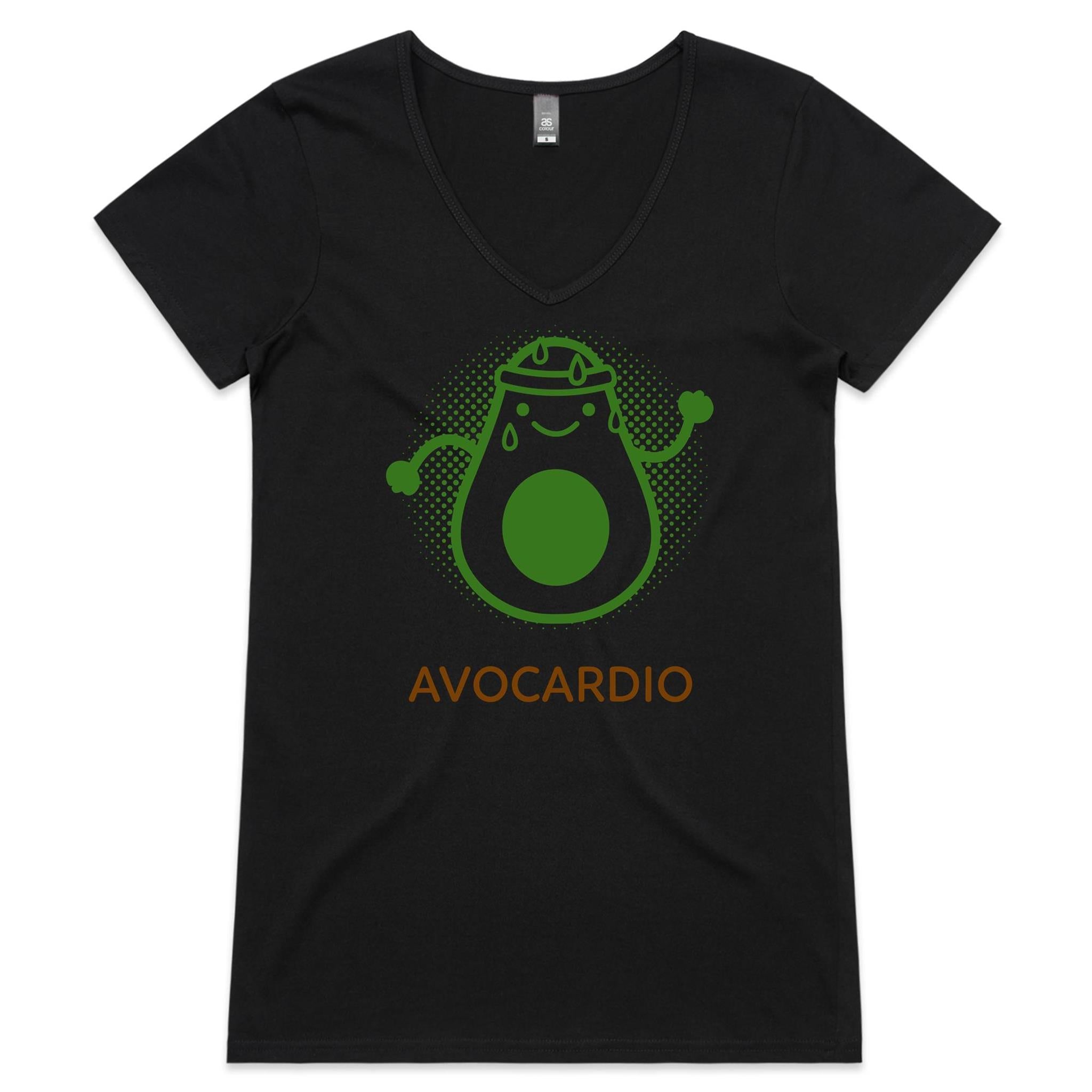 Avocardio - Womens V-Neck T-Shirt Black Womens Active V-Neck T-shirt Fitness Printed In Australia