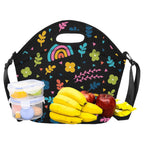 Rainbows And Flowers Neoprene Lunch Bag/Large (Model 1669) Neoprene Lunch Bag Printed Offshore