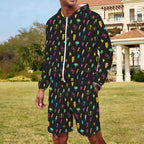 Fun Lightning Men's Lightweight Sun Hoodie & Shorts Set Men's Lightweight Sun Hoodie & Shorts comic Printed Offshore