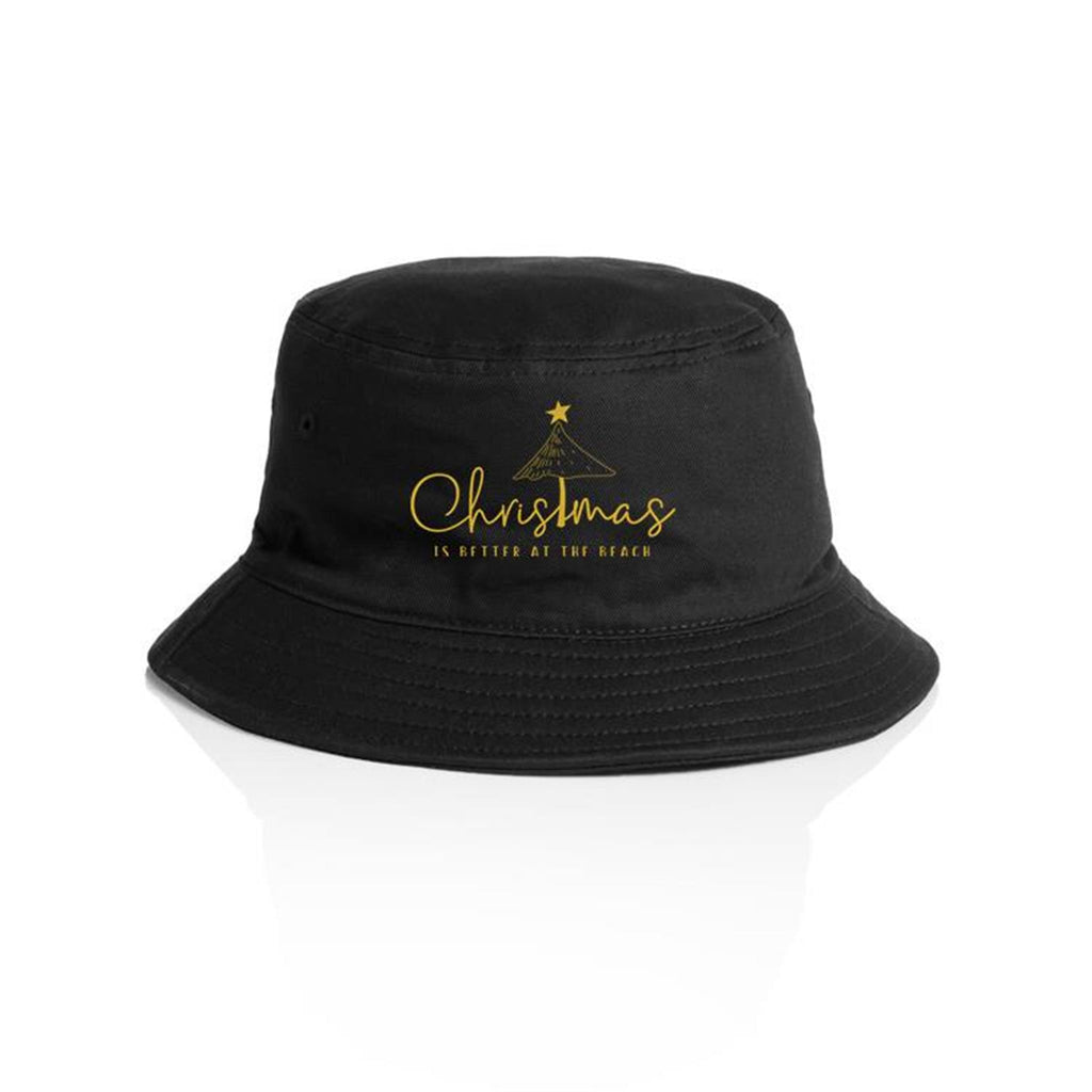 Christmas Is Better At The Beach - Christmas AS Colour Bucket Hat Black One Size Christmas Bucket Hat Christmas Printed In Australia