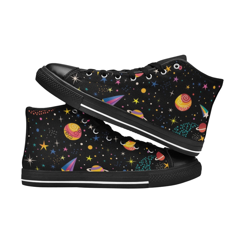 Space - Men's High Top Canvas Shoes