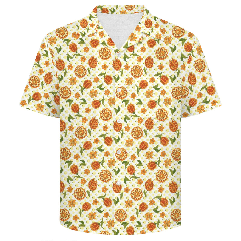 Graphic Floral Men's Crinkle Hawaiian Shirt