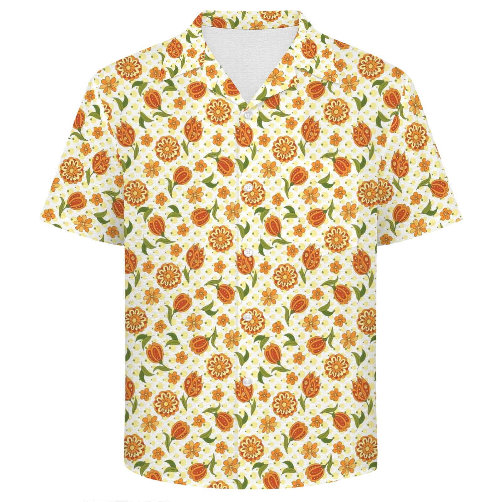 Graphic Floral Men's Crinkle Hawaiian Shirt