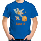 Explore Space - Kids Youth T-Shirt Bright Royal Kids Youth T-shirt Printed In Australia Space