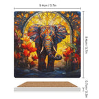 Elephant Stained Glass Look - Ceramic Coasters (Square) Ceramic Coasters animal Printed Offshore