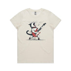 Cat Playing Guitar Women's AS Colour T-shirt Natural Womens T-shirt animal Music Printed In Australia