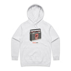 Classic Rock, Cassette Player - Womens Hoodie White Marle Womens Hoodie Music Printed In Australia