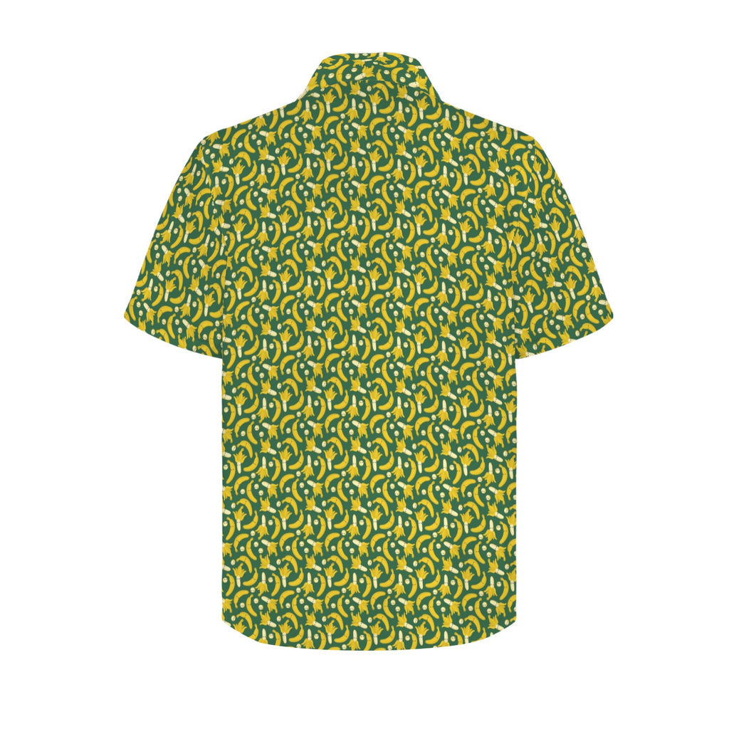 Happy Bananas Men's Short Sleeve Hawaiian Shirt Men's Hawaiian Shirt (New) Food Printed Offshore