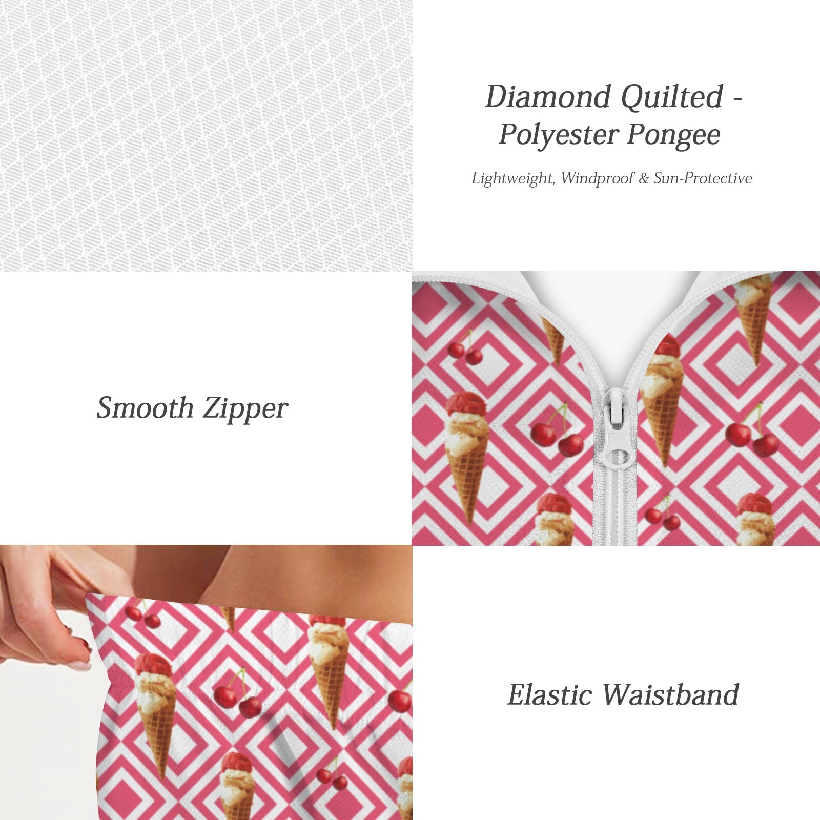 Cherry Ice-cream Women's Windbreaker Short Set Women's Windbreaker Short Set Food Printed Offshore