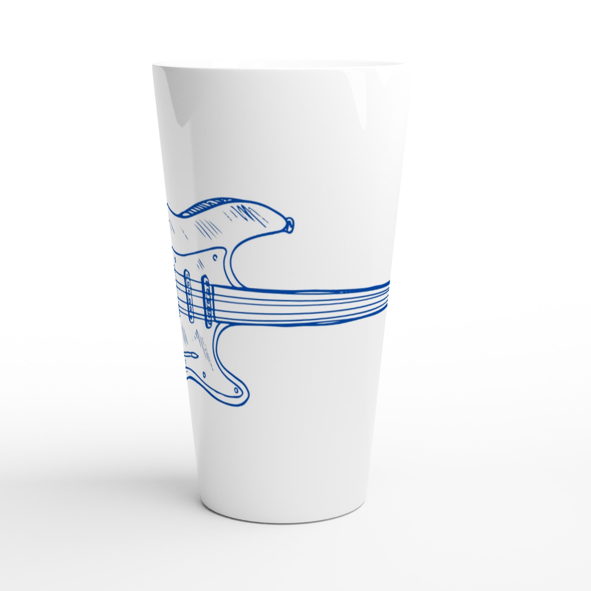 Guitar - White Latte 17oz Ceramic Mug Latte Mug Globally Fulfilled Music