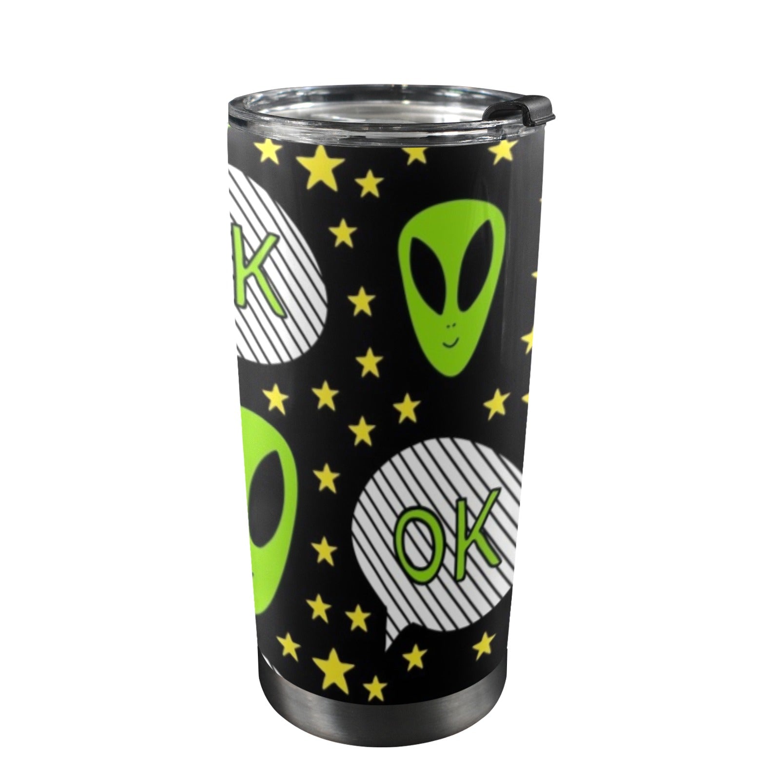 Alien OK - 20oz Mobile Tumbler with Lid (Black Lock) One Size 20oz Travel Mug Printed Offshore Sci Fi