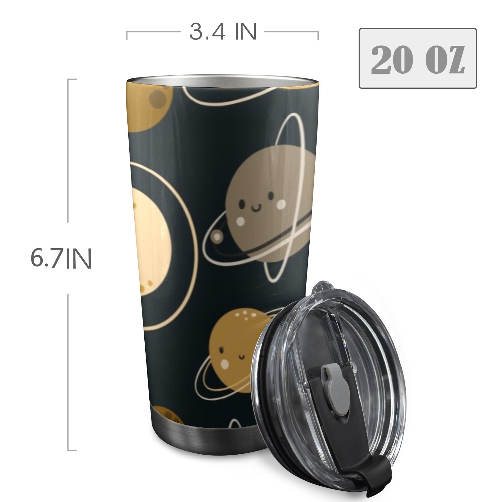 Happy Planets - 20oz Mobile Tumbler with Lid (Black Lock)
