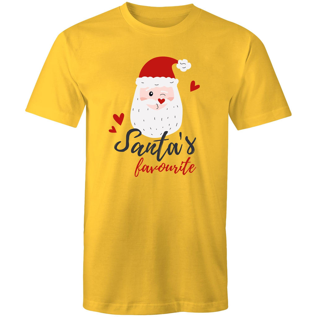 Santa's Favourite - Mens T-Shirt Yellow Mens Christmas T-shirt Christmas Printed In Australia