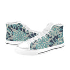 Vintage Blue Floral Women's High Top Canvas Shoes Womens Classic High Top Shoes Printed Offshore
