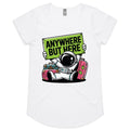 Astronaut, Anywhere But Here Women's AS Colour Scoop Neck T-Shirt White Womens Scoop Neck T-shirt Printed In Australia Space