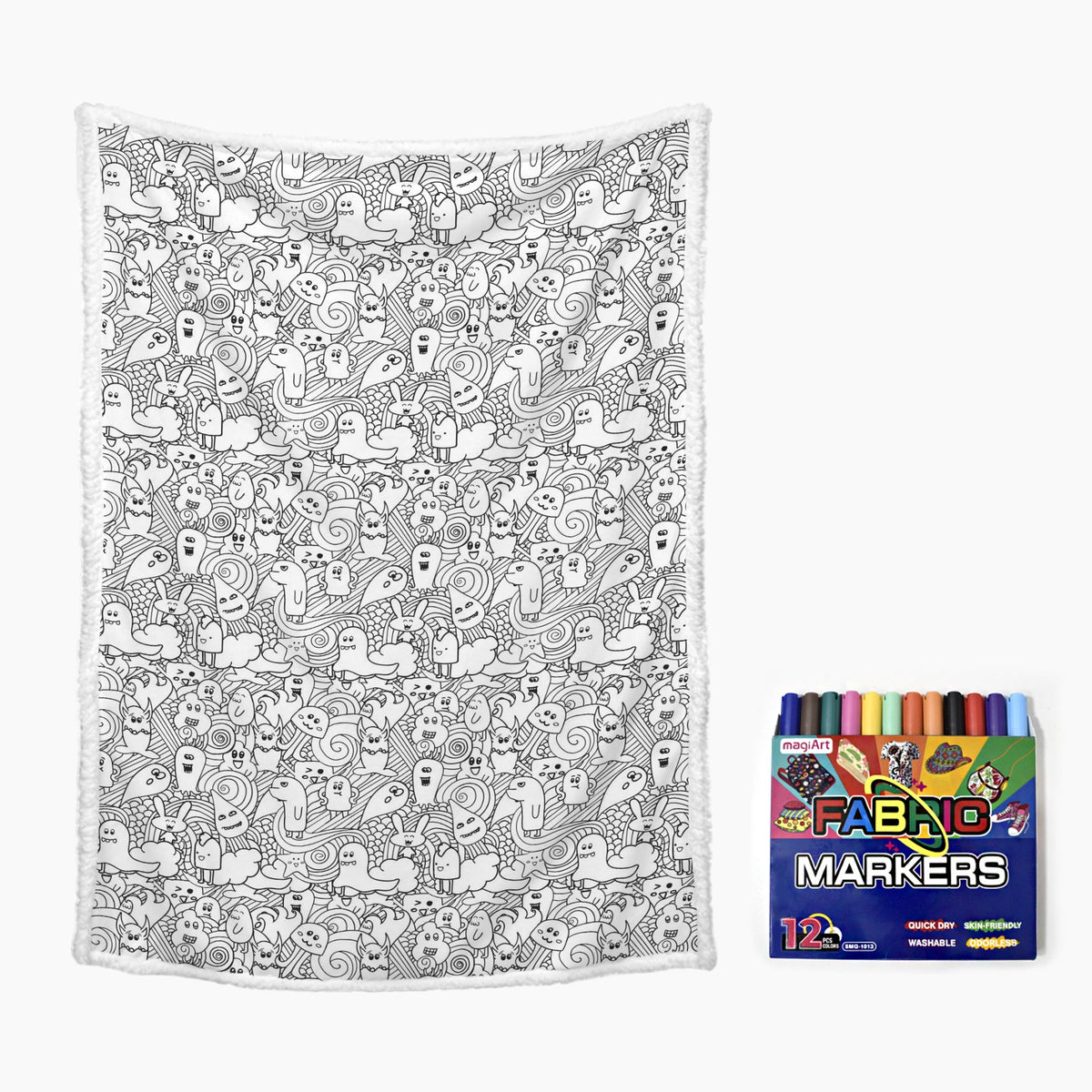 Black And White Creatures Colour Your Own Blanket 100×150cm