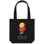 Music On, Worries Off - Canvas Tote Bag Black One Size Tote Bag Printed In Australia