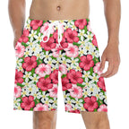 Hibiscus Men's Mid-Length Beach Shorts 5XL Men's Mid-Length Beach Shorts Plants Printed Offshore