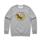 Dachshund, I've Got Friends In Low Places AS Colour Stencil Crew Sweatshirt Unisex Grey Marle Sweatshirt animal Printed In Australia