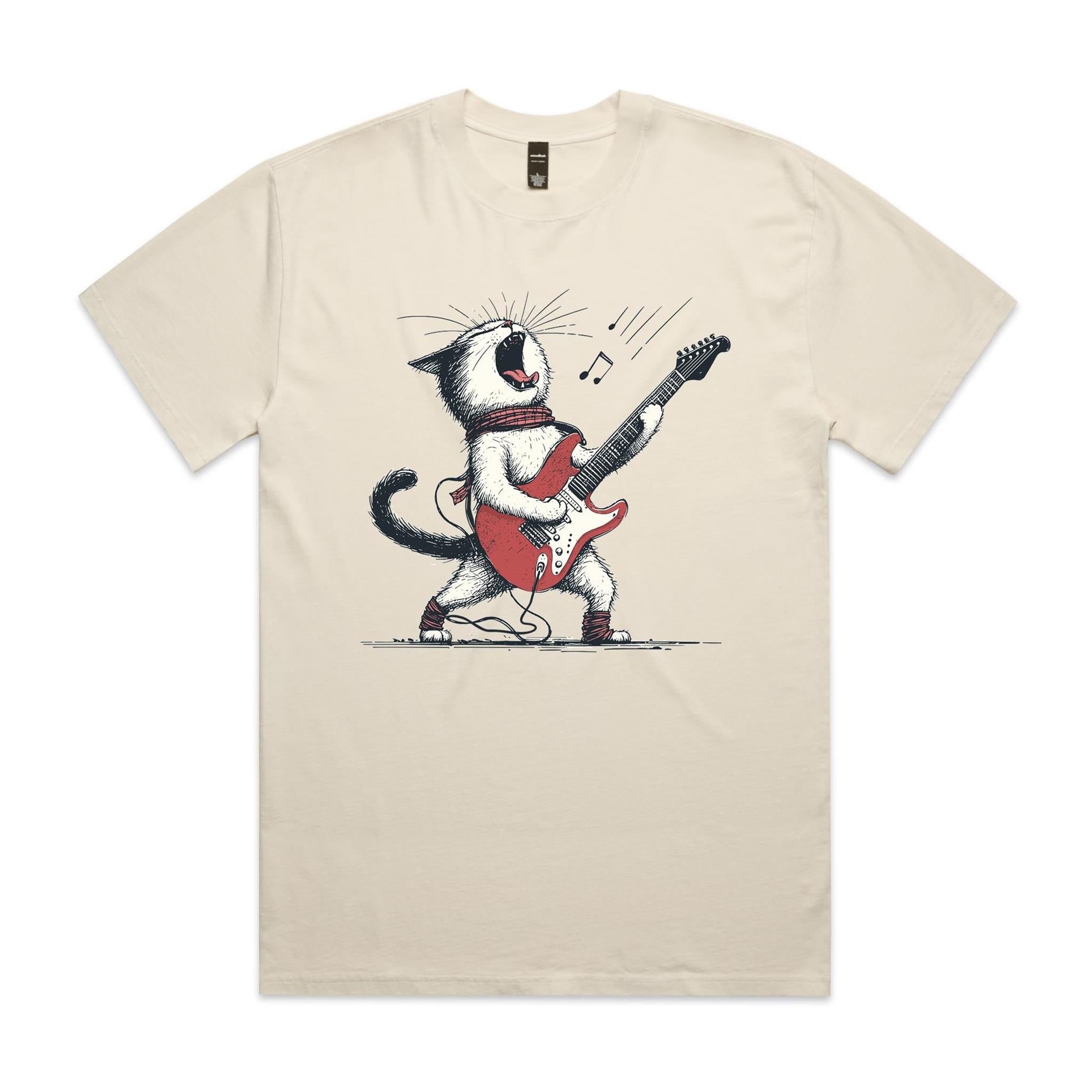 Cat Playing Guitar - AS Colour Heavy Faded Tee