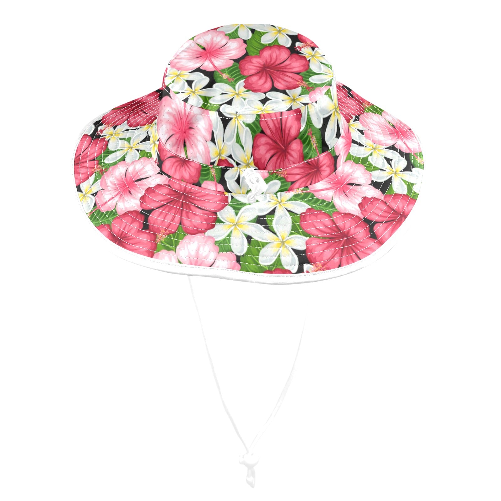 Hibiscus Wide Brim Bucket Hat Wide Brim Bucket Hat Plants Printed Offshore
