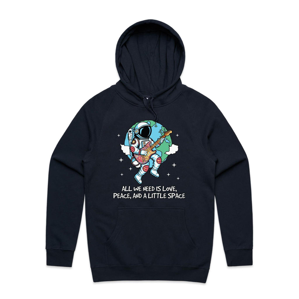 All We Need Is Love And A Little Space - Mens Hoodie Navy Mens Hoodie Love Printed In Australia Space