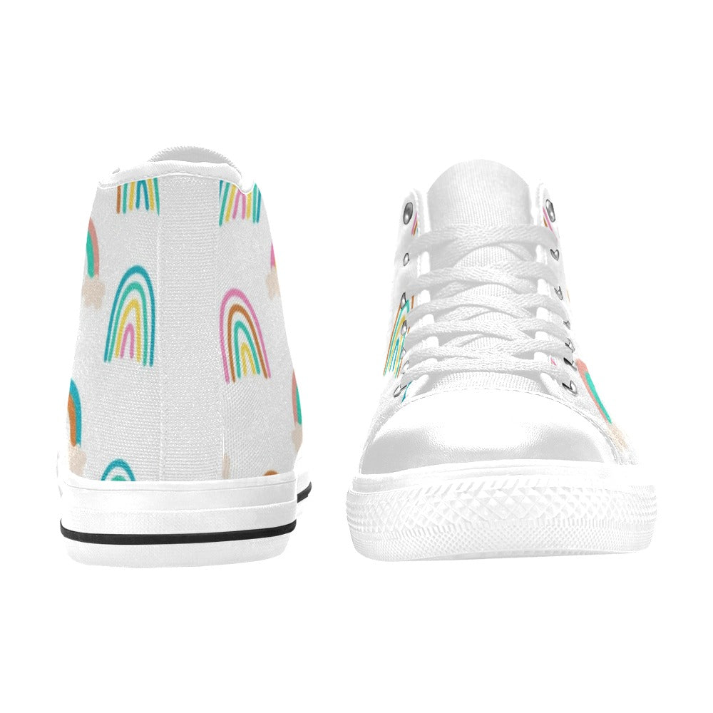 Cloud Rainbows - Kids High Top Canvas Shoes