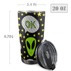 Alien OK - 20oz Mobile Tumbler with Lid (Black Lock) 20oz Travel Mug Printed Offshore Sci Fi