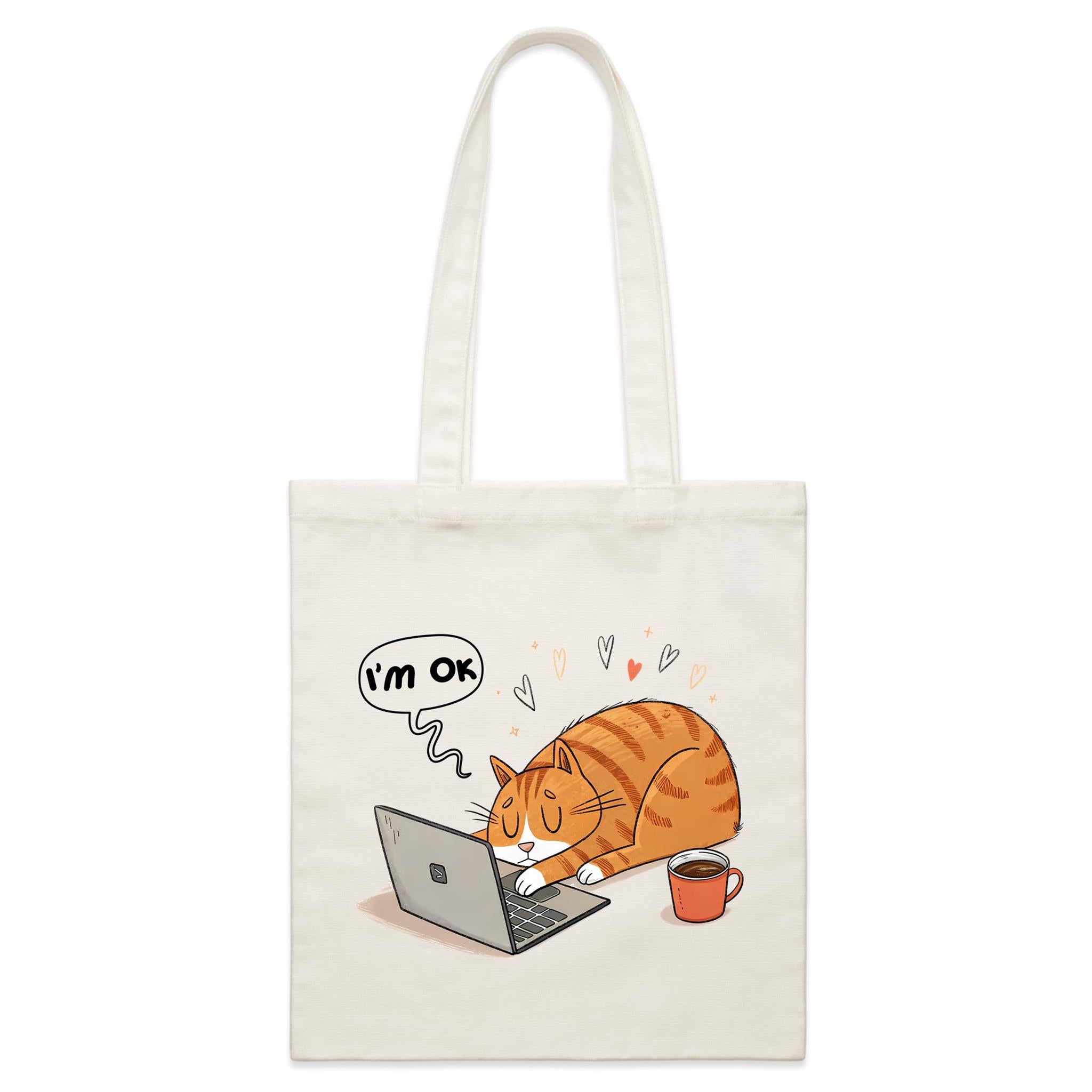 Cat, I'm OK - Parcel Canvas Tote Bag Default Title Small Tote Bag animal Printed In Australia