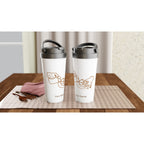 Personalised Barista White 15oz Stainless Steel Travel Mug Personalised Travel Mug Coffee Customise Globally Fulfilled Personalise