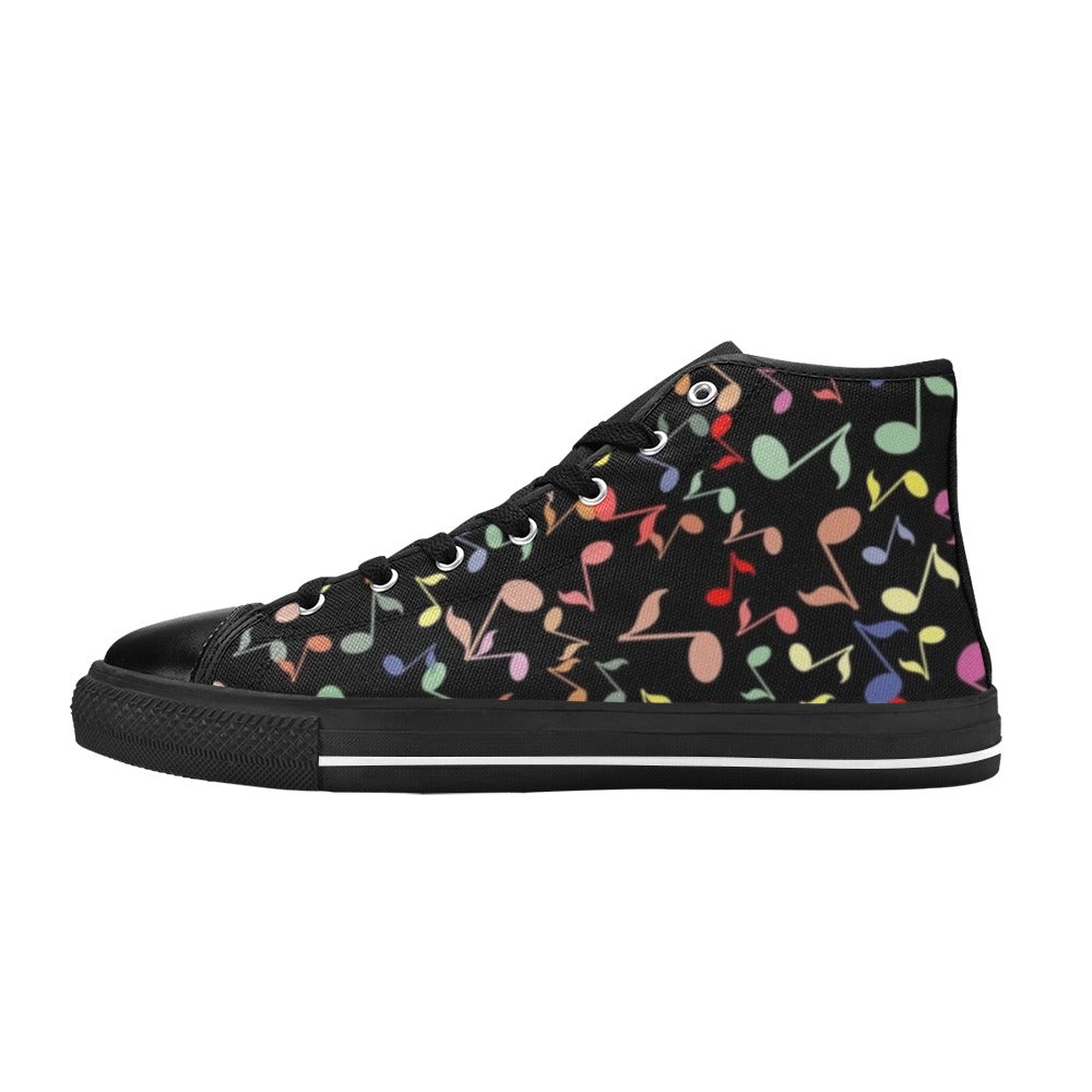 Quavers, Music Notes - Men's High Top Canvas Shoes