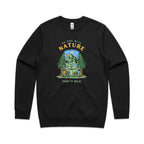 Be One With Nature - AS Colour Stencil Crew Sweatshirt Black Sweatshirt Printed In Australia