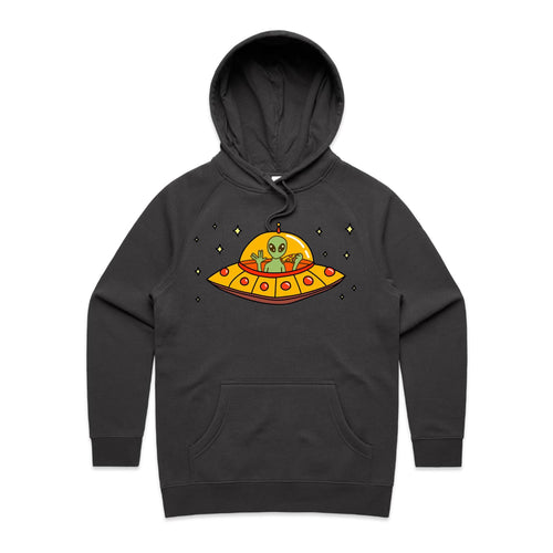 Alien Pizza - Womens Hoodie Coal Womens Hoodie Food Printed In Australia Sci Fi