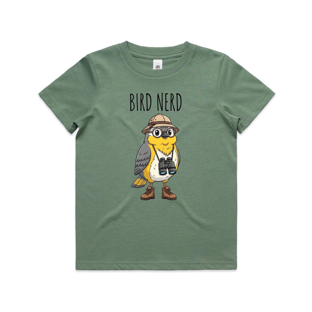 Bird Nerd 2 Kid's AS Colour T-shirt Sage Kids Youth T-shirt animal Birds Printed In Australia
