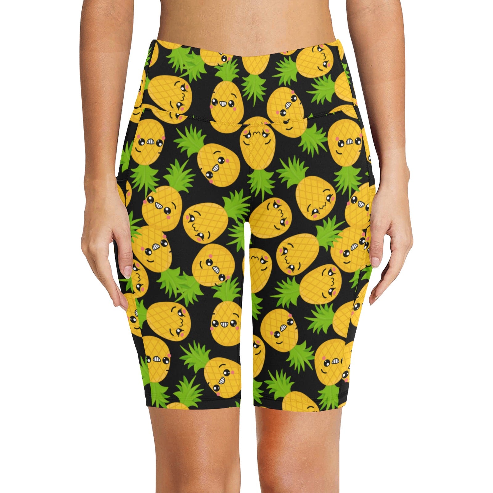 Cool Pineapples Women's Bike Shorts With Side Pockets Women's Bike Shorts Food Printed Offshore