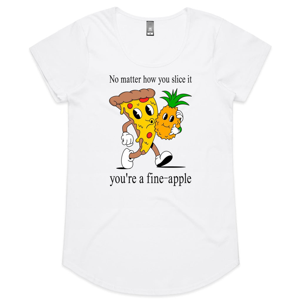 Pineapple Pizza - Womens Scoop Neck T-Shirt White Womens Scoop Neck T-shirt Food Printed In Australia