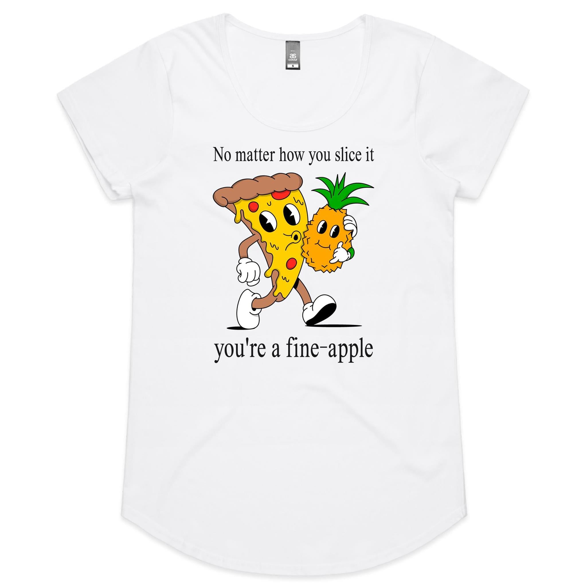 Pineapple Pizza - Womens Scoop Neck T-Shirt White Womens Scoop Neck T-shirt Food Printed In Australia